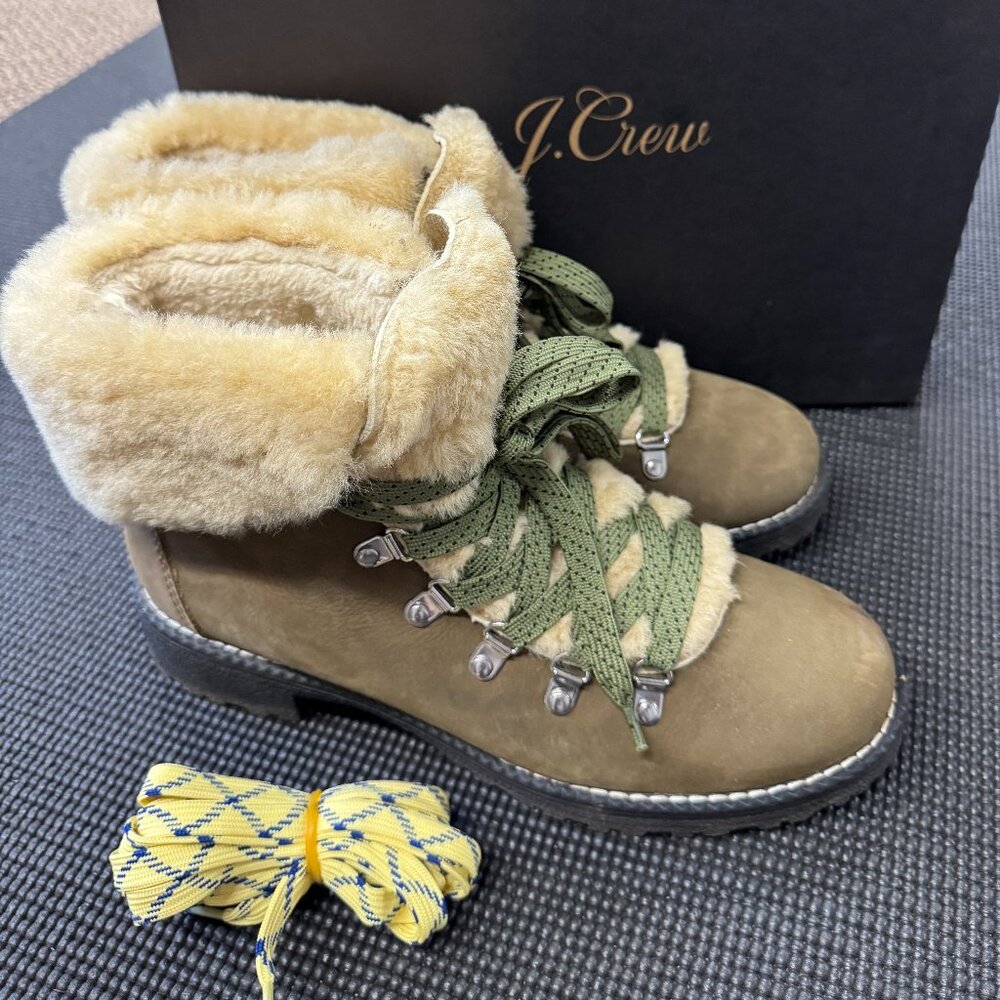 JCrew Women's Suede Shearling-Lined Winter Boots Size 10
